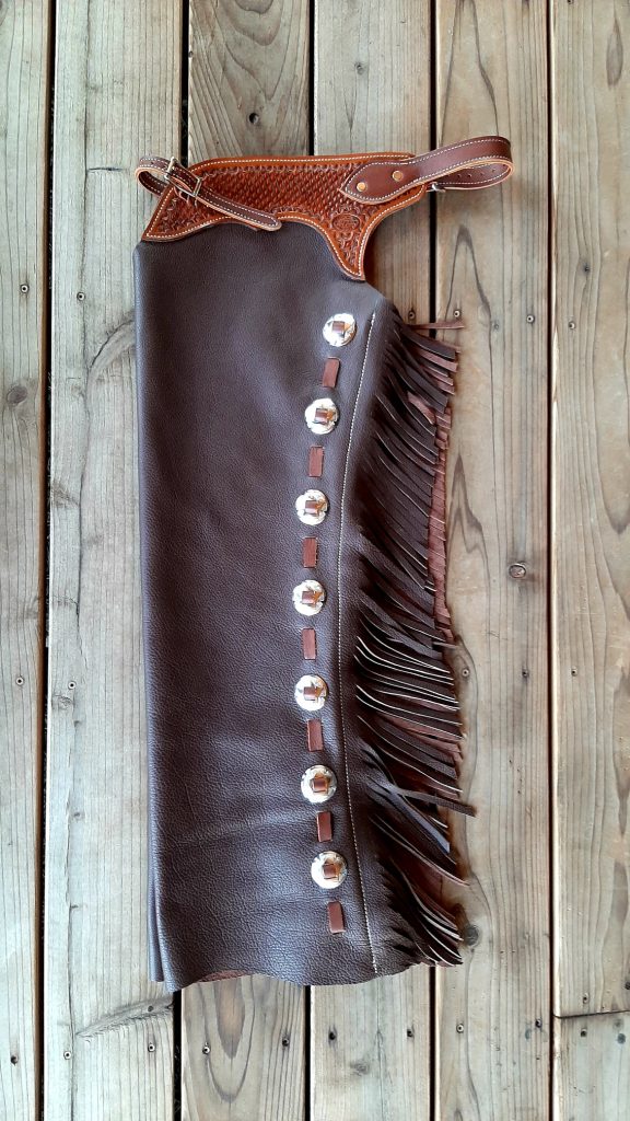 Shotgun Chaps with Zipper, Conchos, Lace