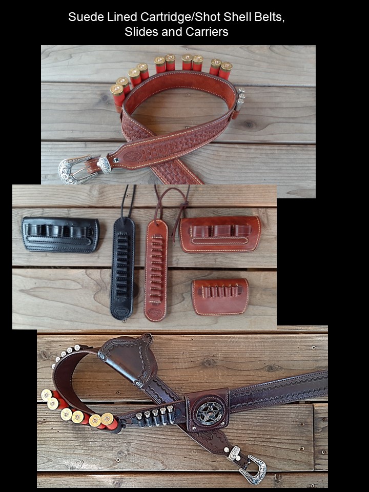 Suede Lined Cartridge/Shot Shell Belts, Slides and Carriers